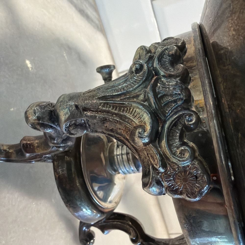 Vtg. Silverplate Covered Chaffing Dish w/ Stand, Burner OLA007 - Picture 2 of 15